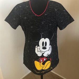 Disney medical scrub top Mickey Mouse Size S black red Never sto…